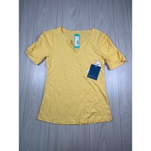 Market & Spruce Mustard Yellow Colette Shirred Sleeve Cotton Stitch Fix